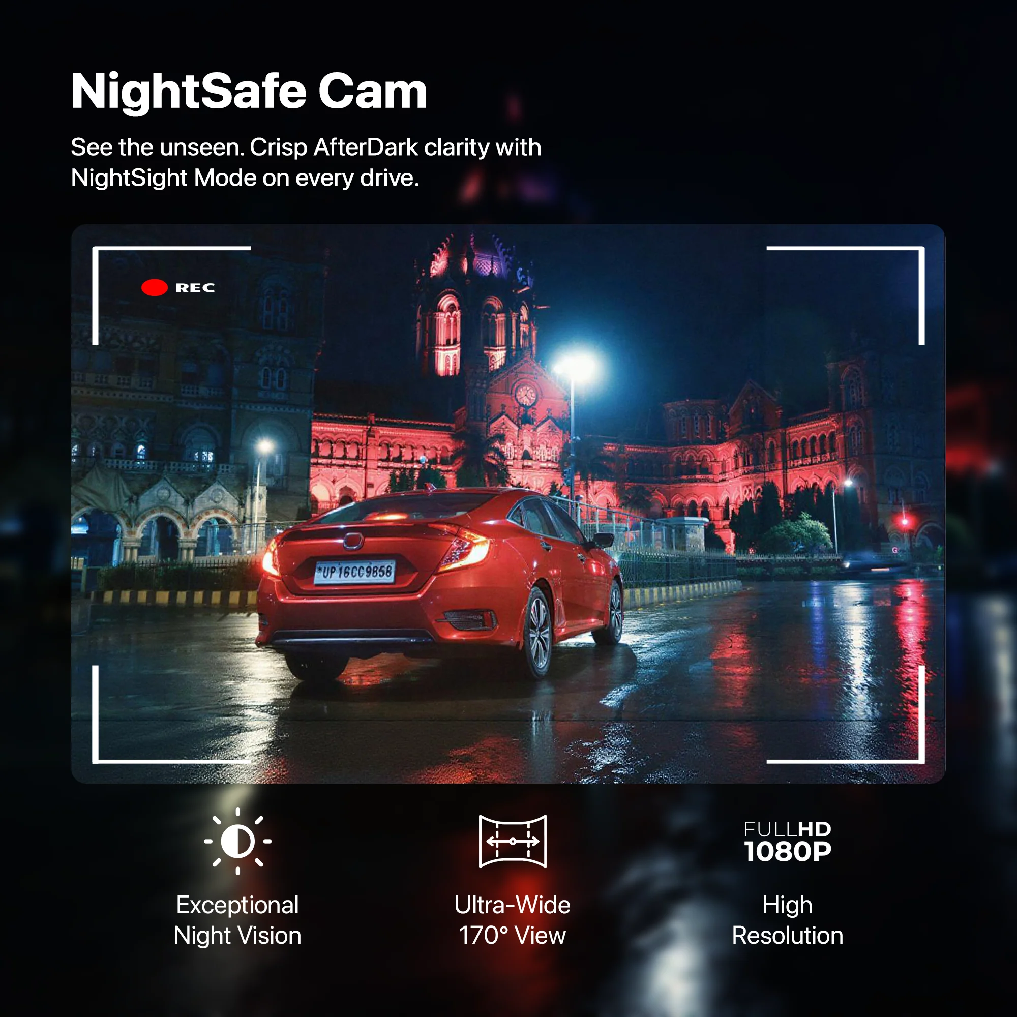 IZI Drive360 Car Dashcam | 360° SpinVision Lens | AI Voice Control | NightSafe HD | 170° Wide Lens | Parking Guard - Image 7