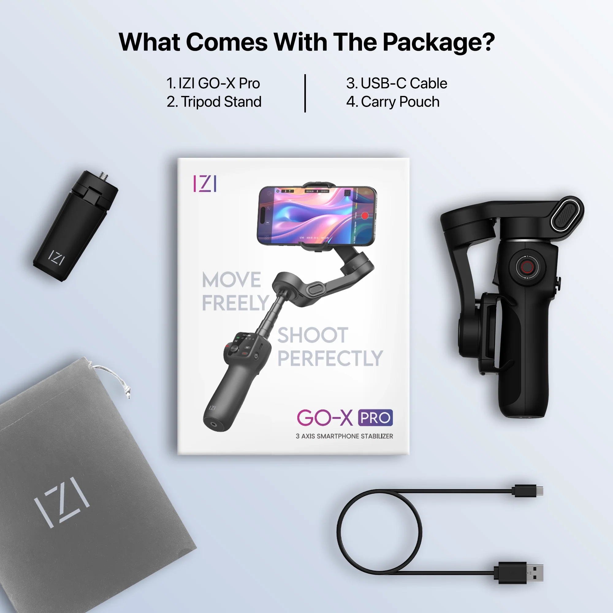 IZI GO-X PRO Foldable 3-Axis Smartphone Gimbal with Extendable Telescopic Rod, Pro Modes, AI Face Tracking & 10H Battery Life - Image 11