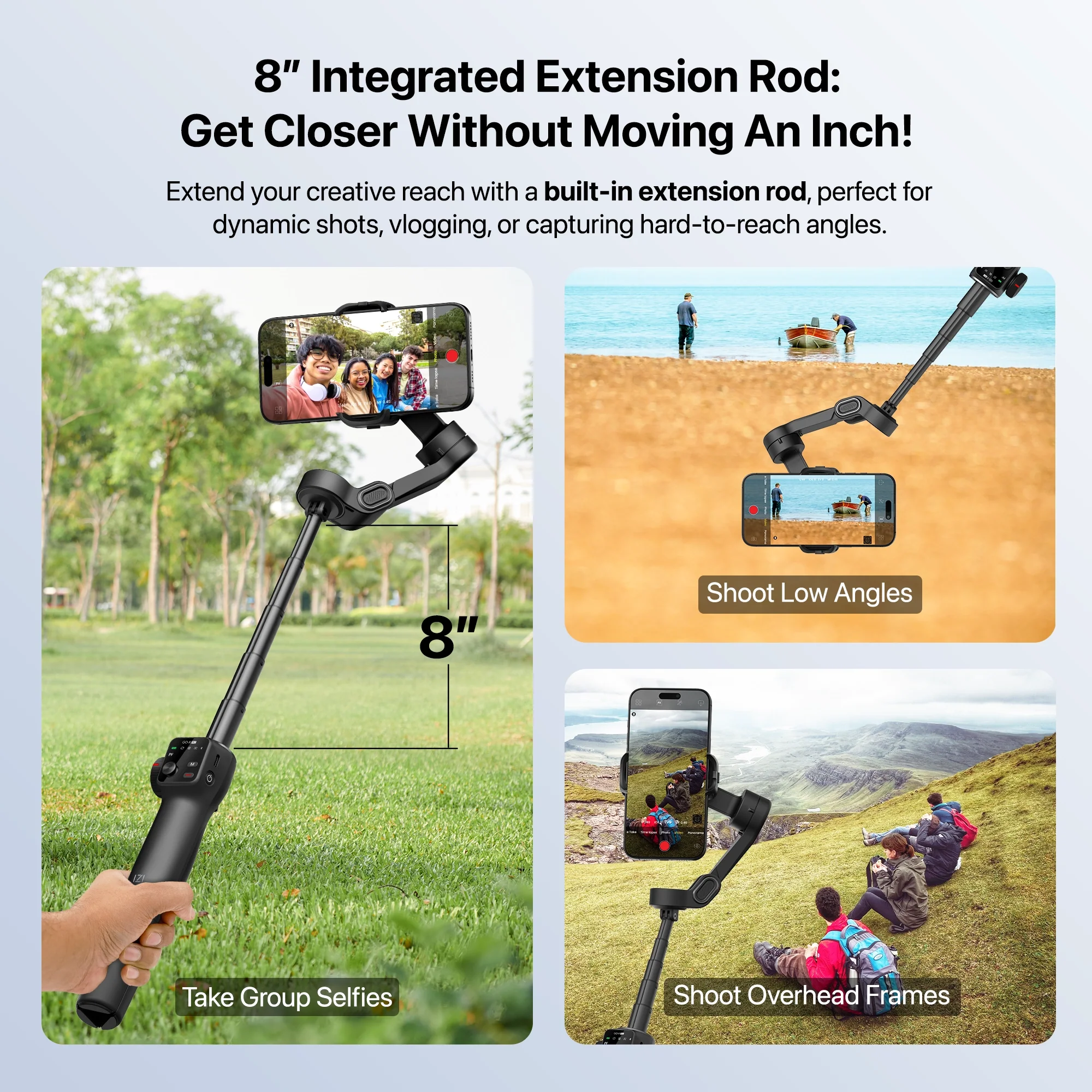 IZI GO-X PRO Foldable 3-Axis Smartphone Gimbal with Extendable Telescopic Rod, Pro Modes, AI Face Tracking & 10H Battery Life - Image 5
