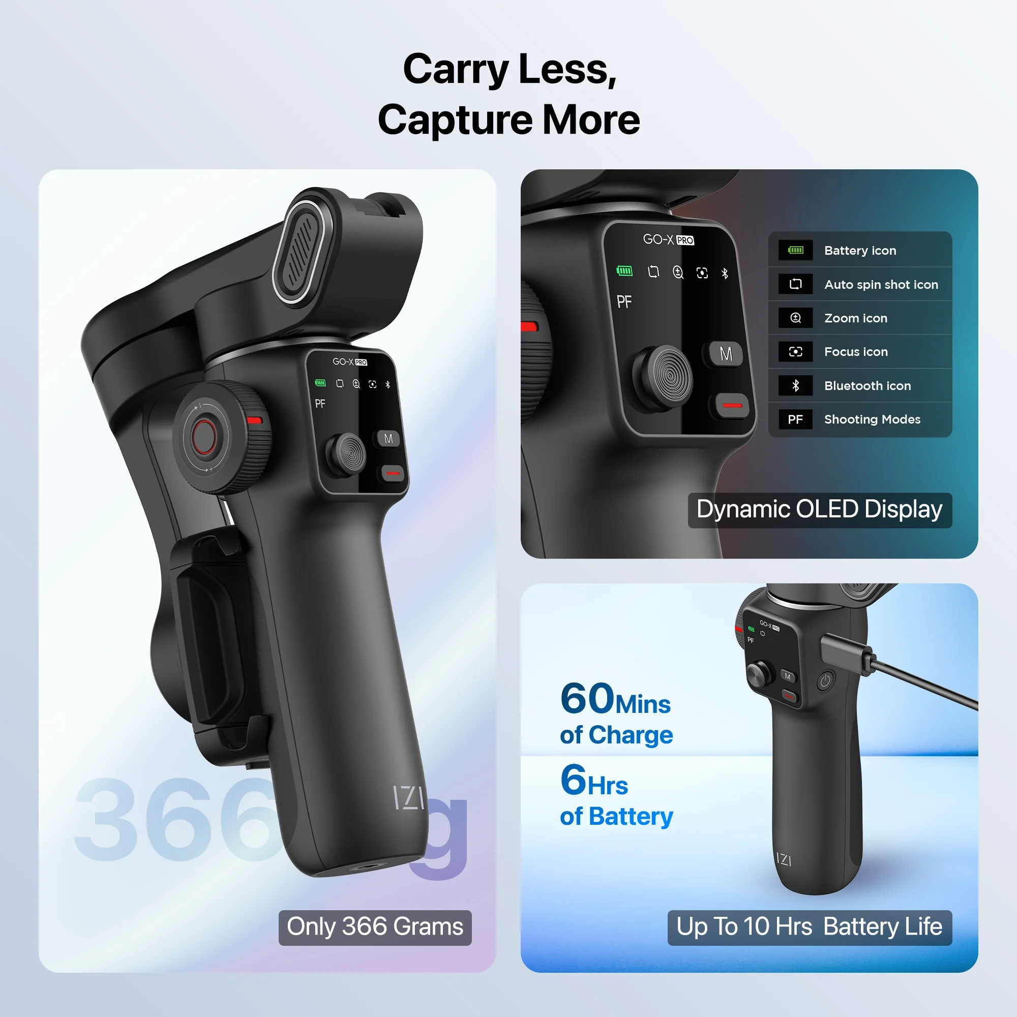 IZI GO-X PRO Foldable 3-Axis Smartphone Gimbal with Extendable Telescopic Rod, Pro Modes, AI Face Tracking & 10H Battery Life - Image 7
