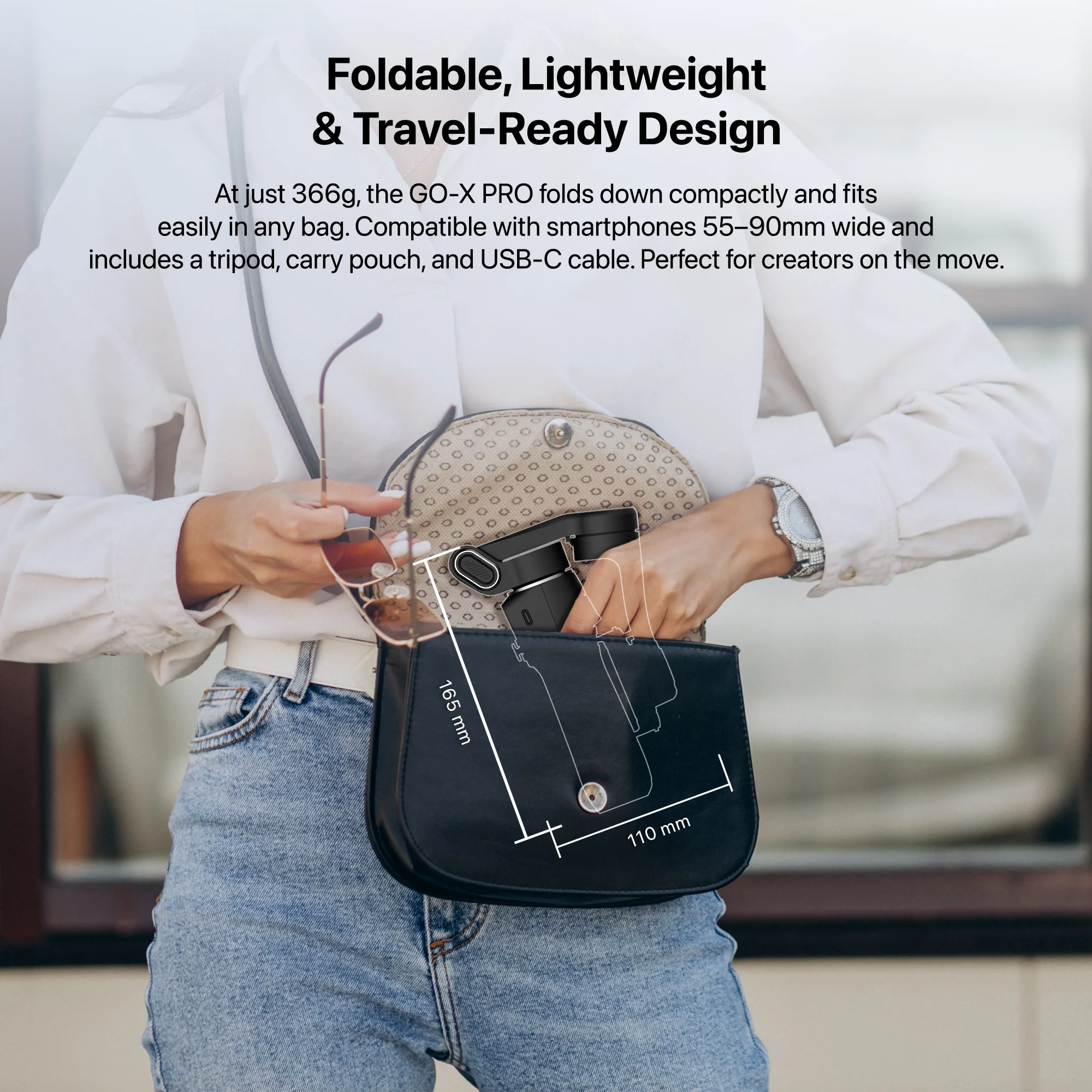 IZI GO-X PRO Foldable 3-Axis Smartphone Gimbal with Extendable Telescopic Rod, Pro Modes, AI Face Tracking & 10H Battery Life - Image 8