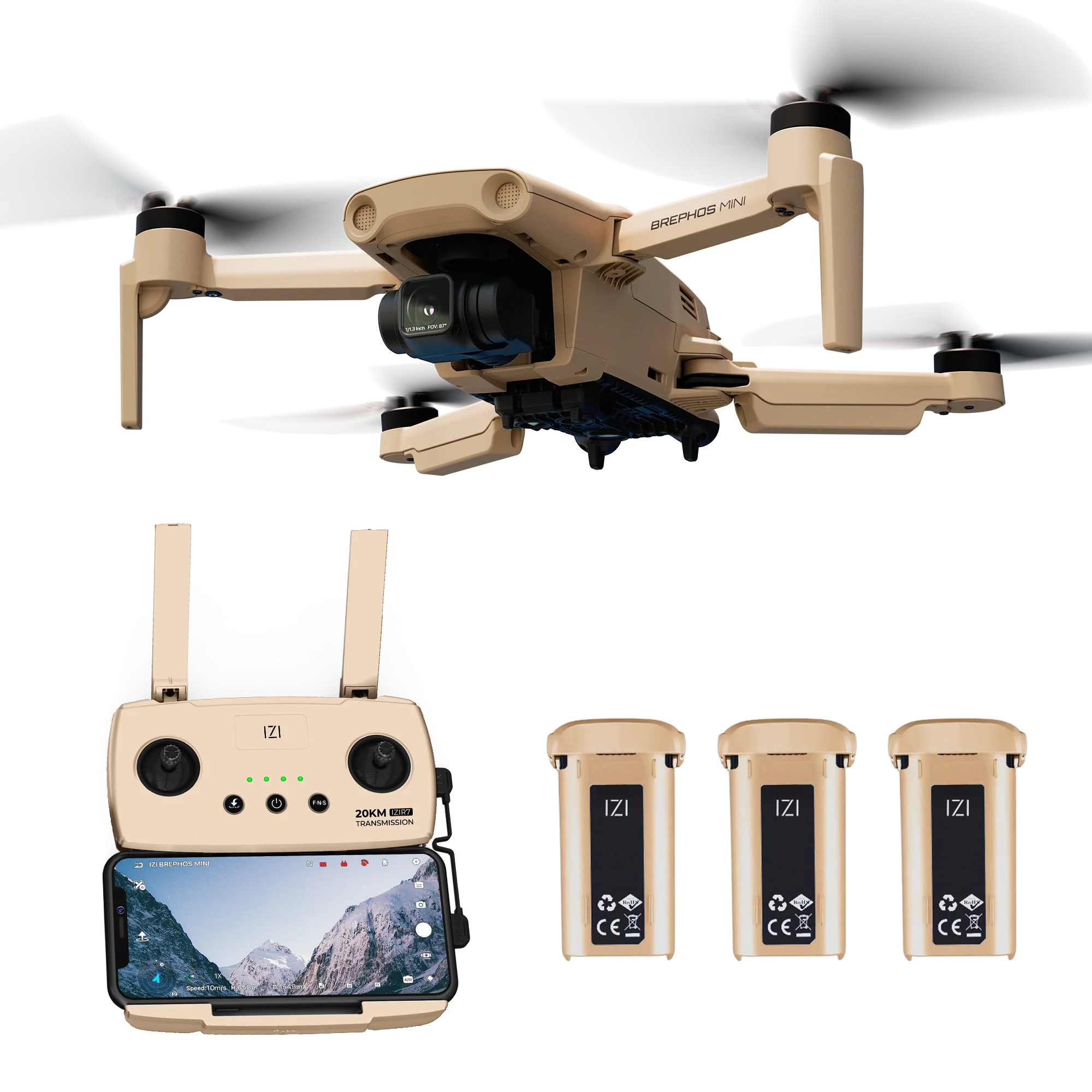 IZI Brephos Fly More Combo Mini Drone with Camera, 4K 48MP UHD Imaging, Noctura Vision, 3-Axis Gimbal, Obstacle Sensing, 20km Range - Image 3