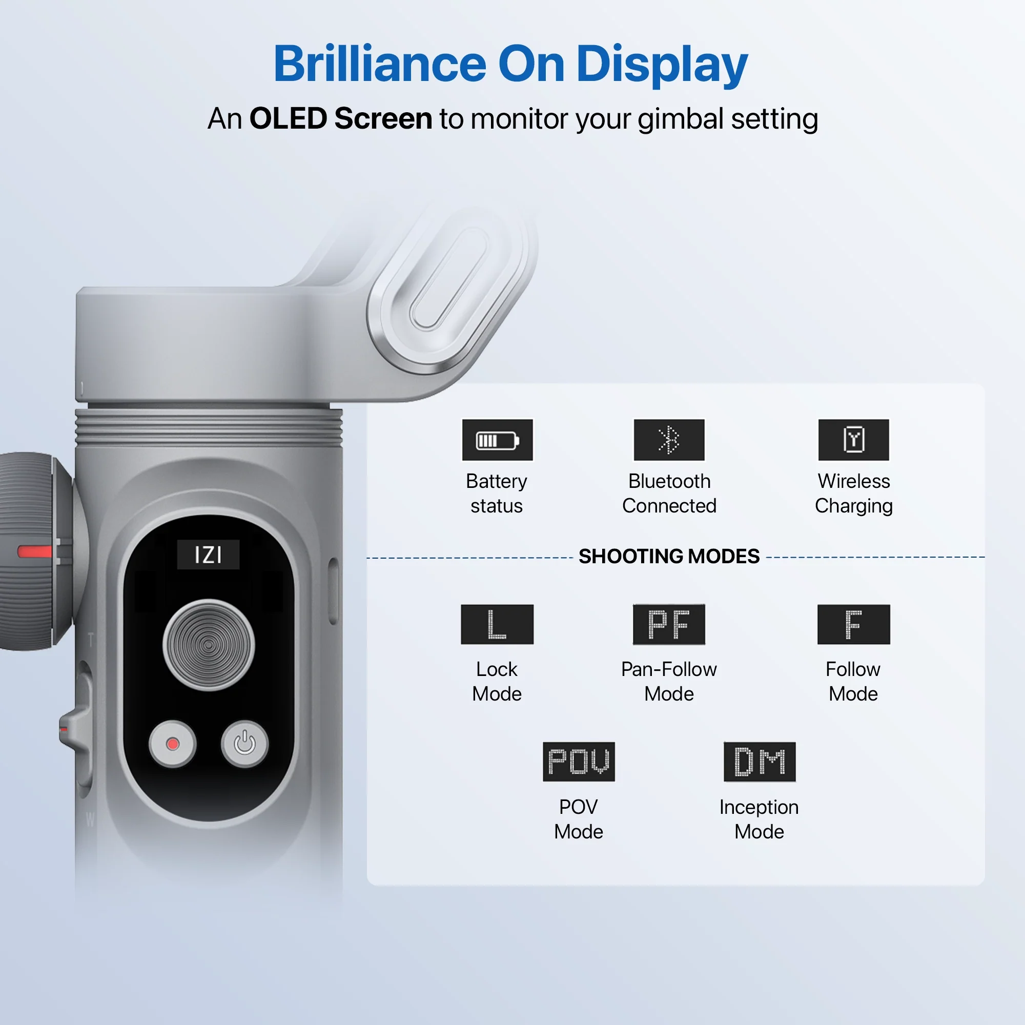 IZI GO-X 3-Axis Smartphone Gimbal with Wireless Charging, Creative Modes, OLED Display, AI Face Tracking & 10H Battery - Image 11