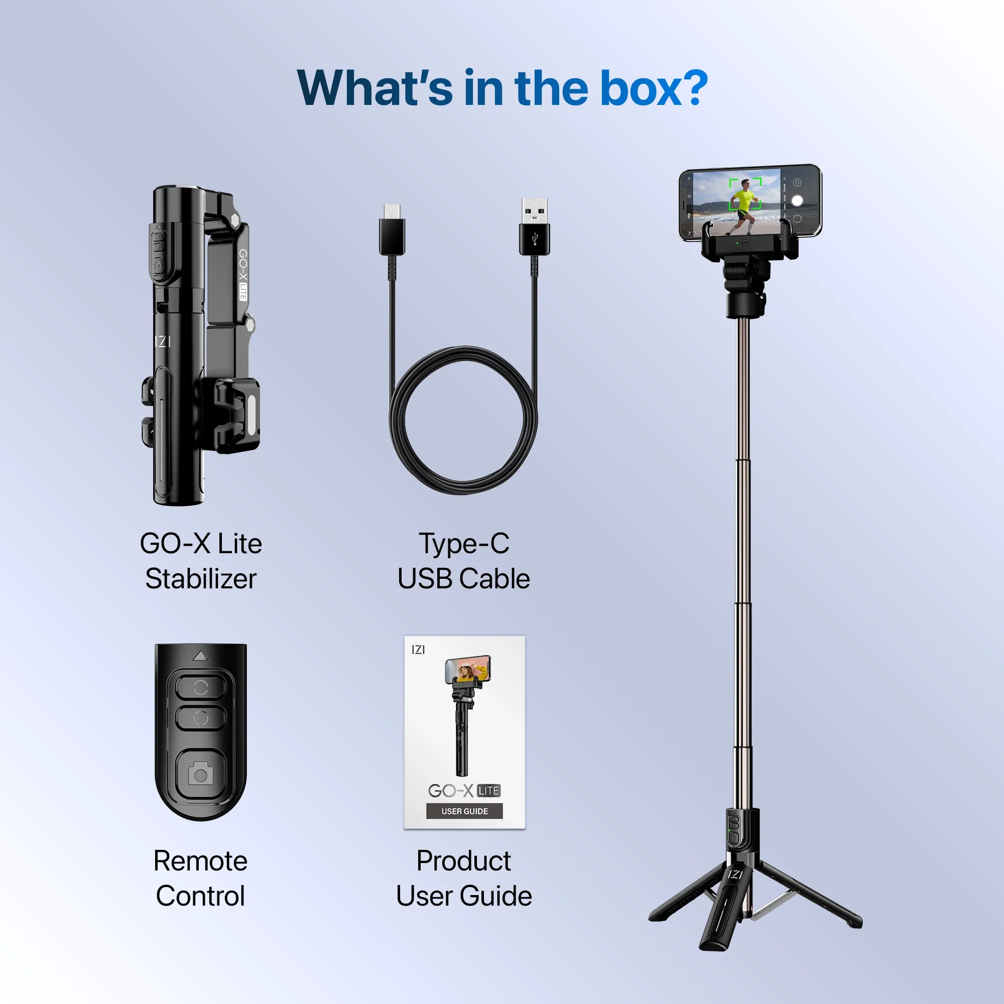 IZI GO X Lite Smartphone Gimbal Stabilizer with Built in Extendable Telescopic Rod | AI Tracking & Remote Control | 6H Battery - Image 10