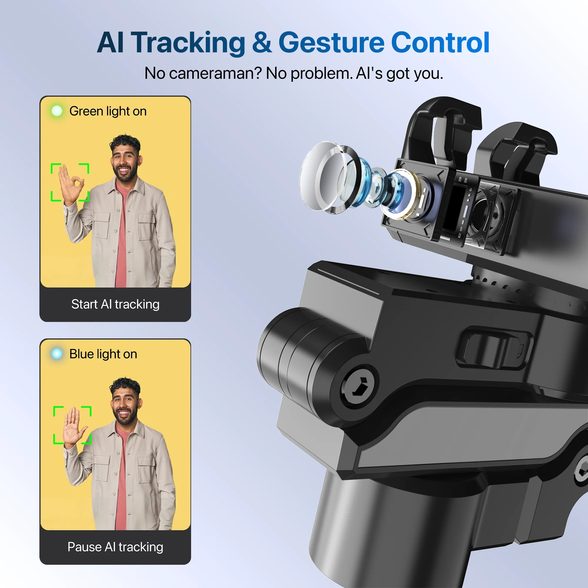 IZI GO X Lite Smartphone Gimbal Stabilizer with Built in Extendable Telescopic Rod | AI Tracking & Remote Control | 6H Battery - Image 5