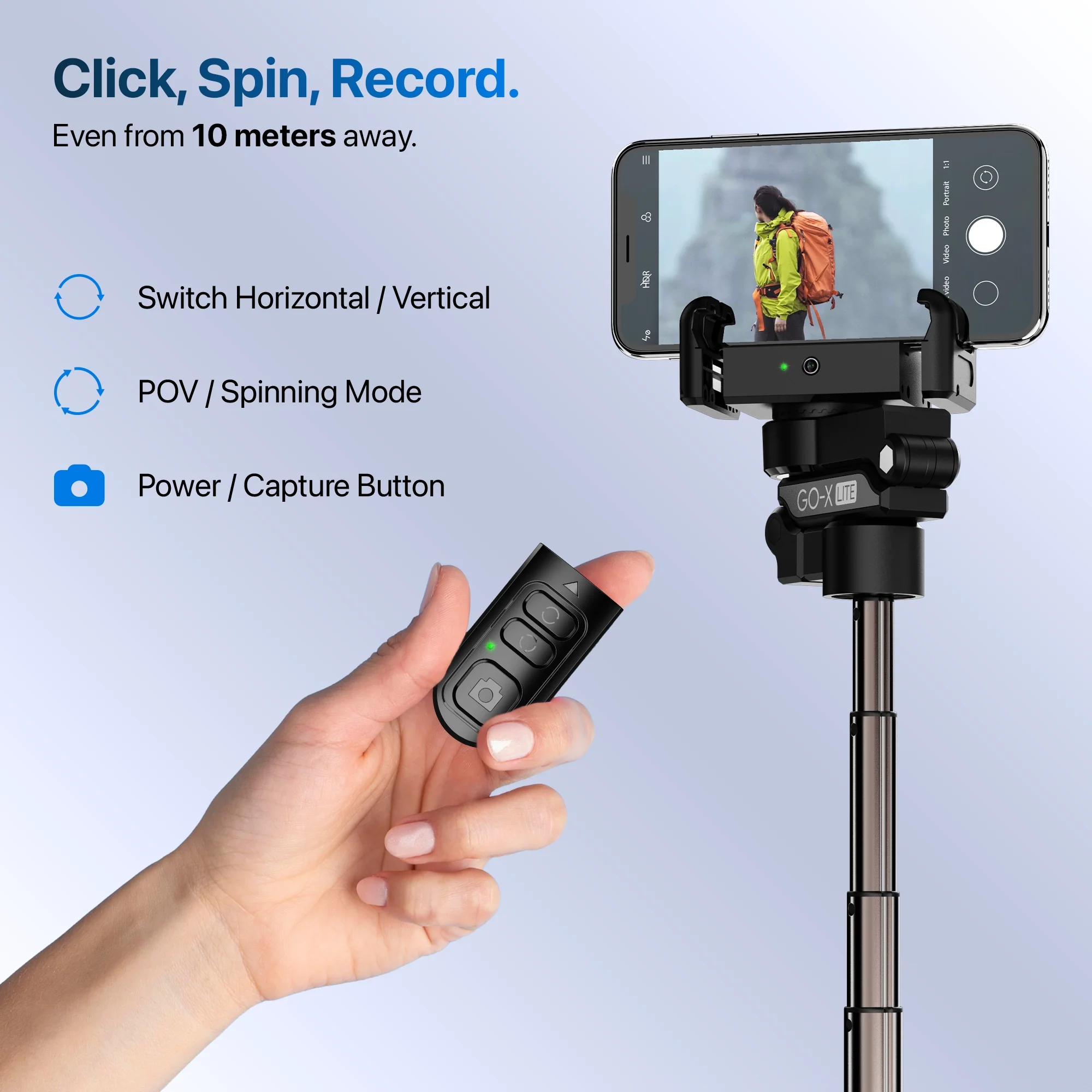 IZI GO X Lite Smartphone Gimbal Stabilizer with Built in Extendable Telescopic Rod | AI Tracking & Remote Control | 6H Battery - Image 6