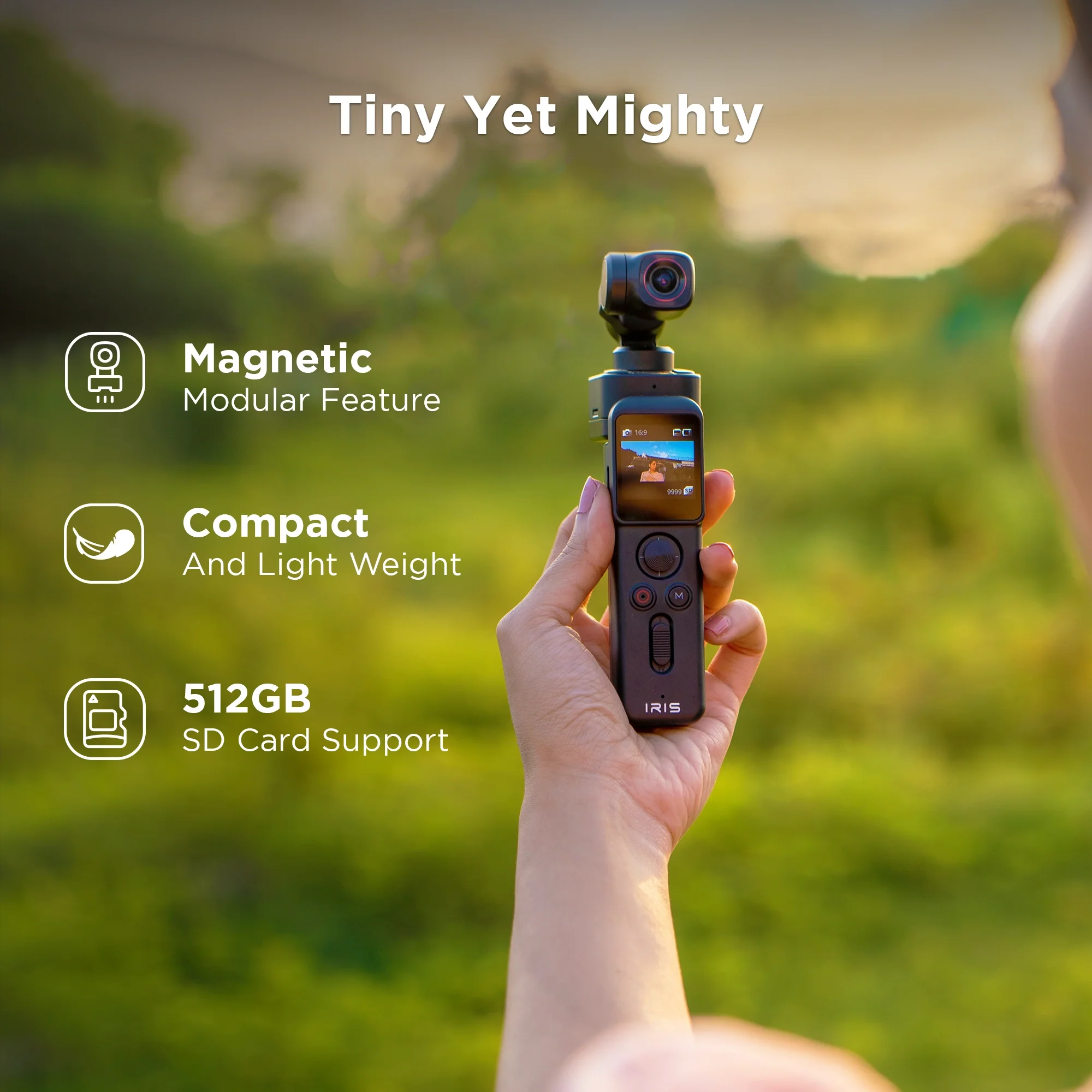 IZI IRIS Pocket Gimbal Camera with 4K 60FPS 1/1.3" CMOS Sensor, Detachable 3-Axis Stabilizer, AI Tracking & 160 Min Battery - Image 11