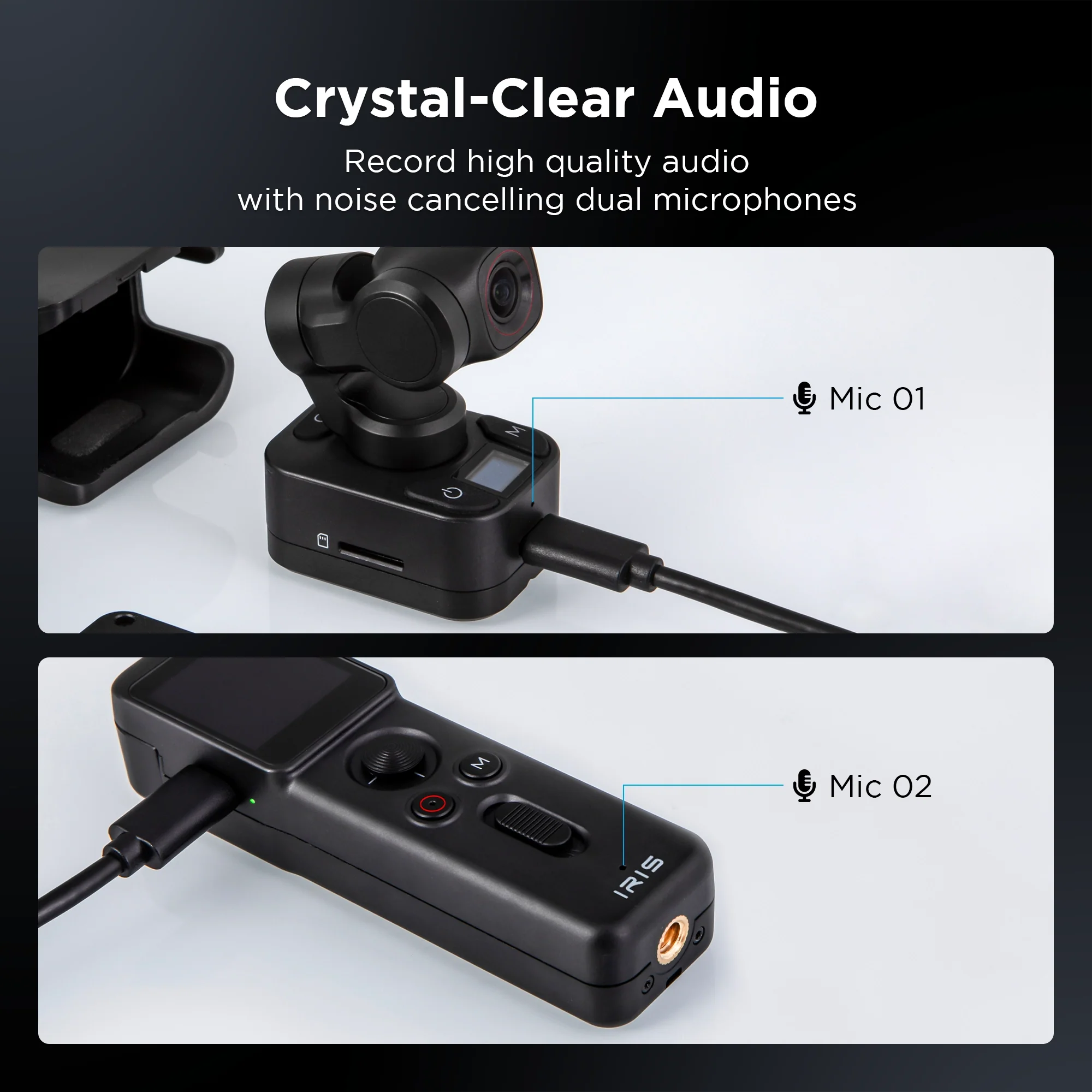 IZI IRIS Pocket Gimbal Camera with 4K 60FPS 1/1.3" CMOS Sensor, Detachable 3-Axis Stabilizer, AI Tracking & 160 Min Battery - Image 6