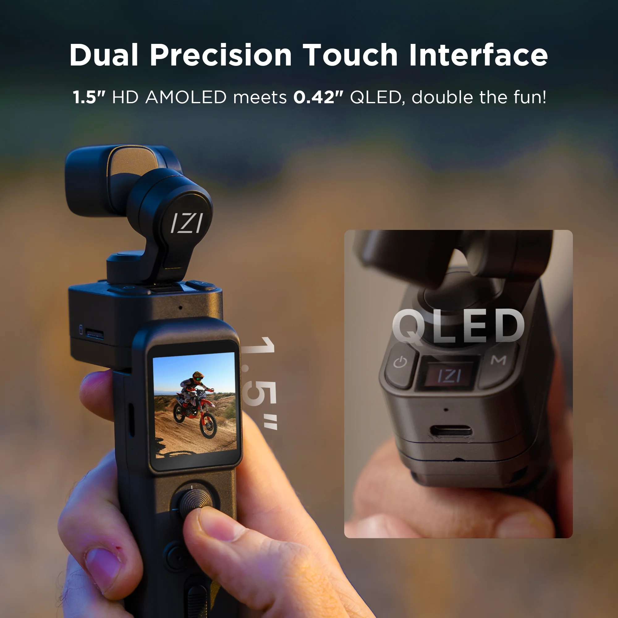 IZI IRIS Pocket Gimbal Camera with 4K 60FPS 1/1.3" CMOS Sensor, Detachable 3-Axis Stabilizer, AI Tracking & 160 Min Battery - Image 7