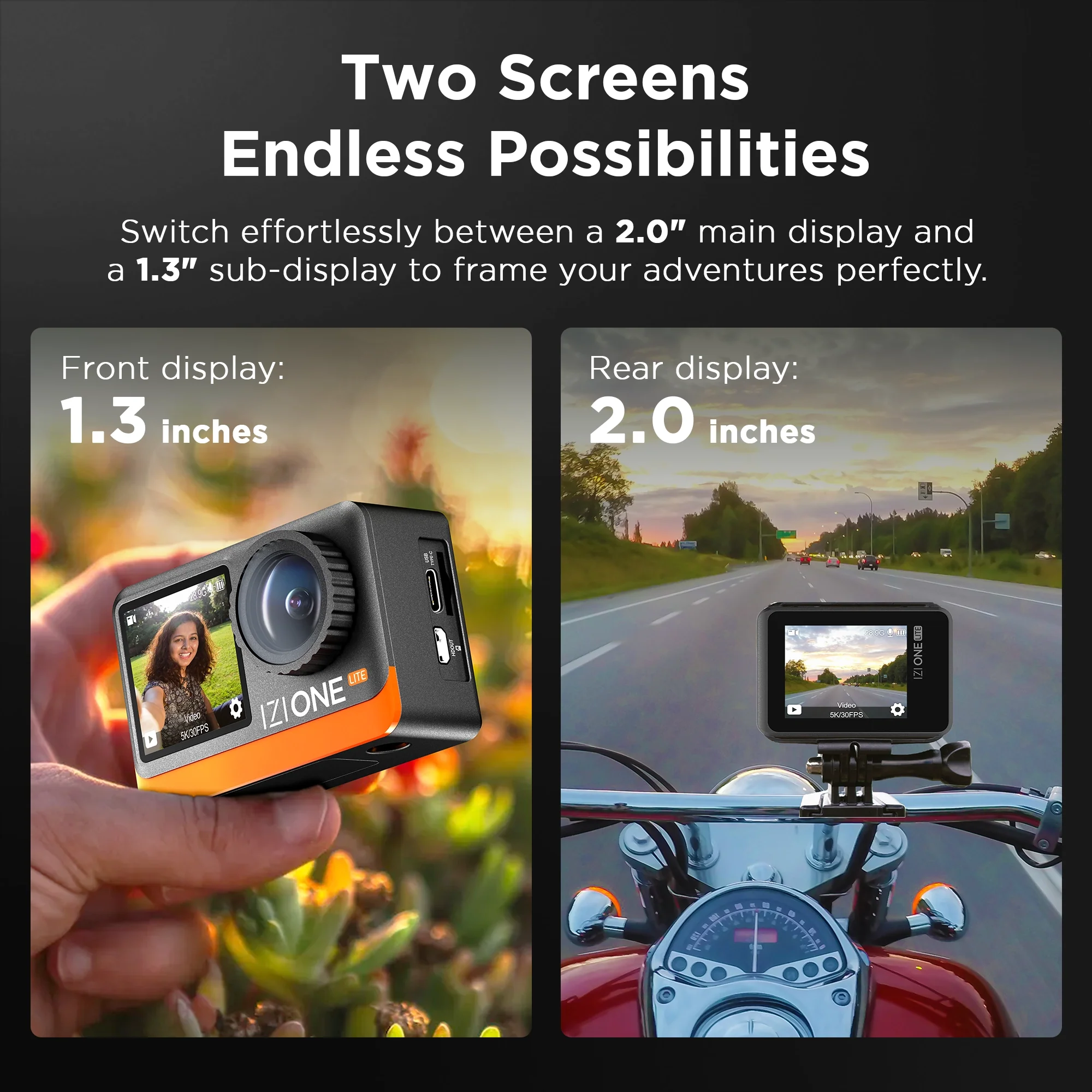 IZI One Lite 5K Action Camera - 4K 60FPS 50MP UHD Vlogging Cam, EIS Stabilization, 170° Wide Angle, 30M Waterproof - Image 6