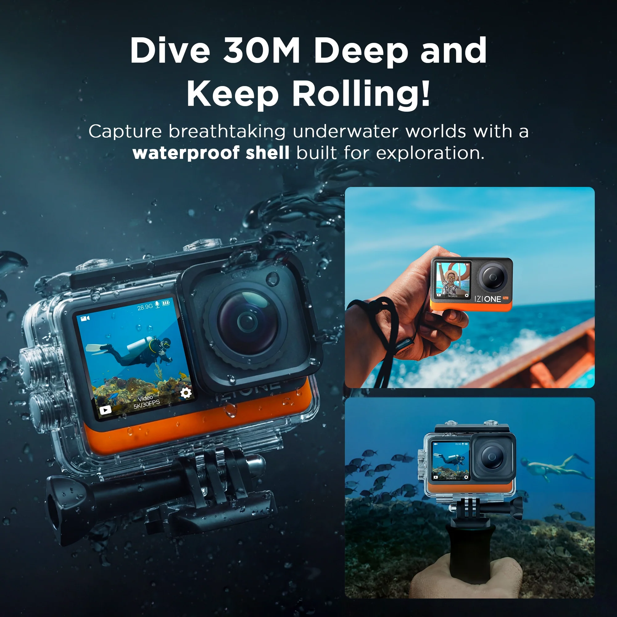 IZI One Lite 5K Action Camera - 4K 60FPS 50MP UHD Vlogging Cam, EIS Stabilization, 170° Wide Angle, 30M Waterproof - Image 7