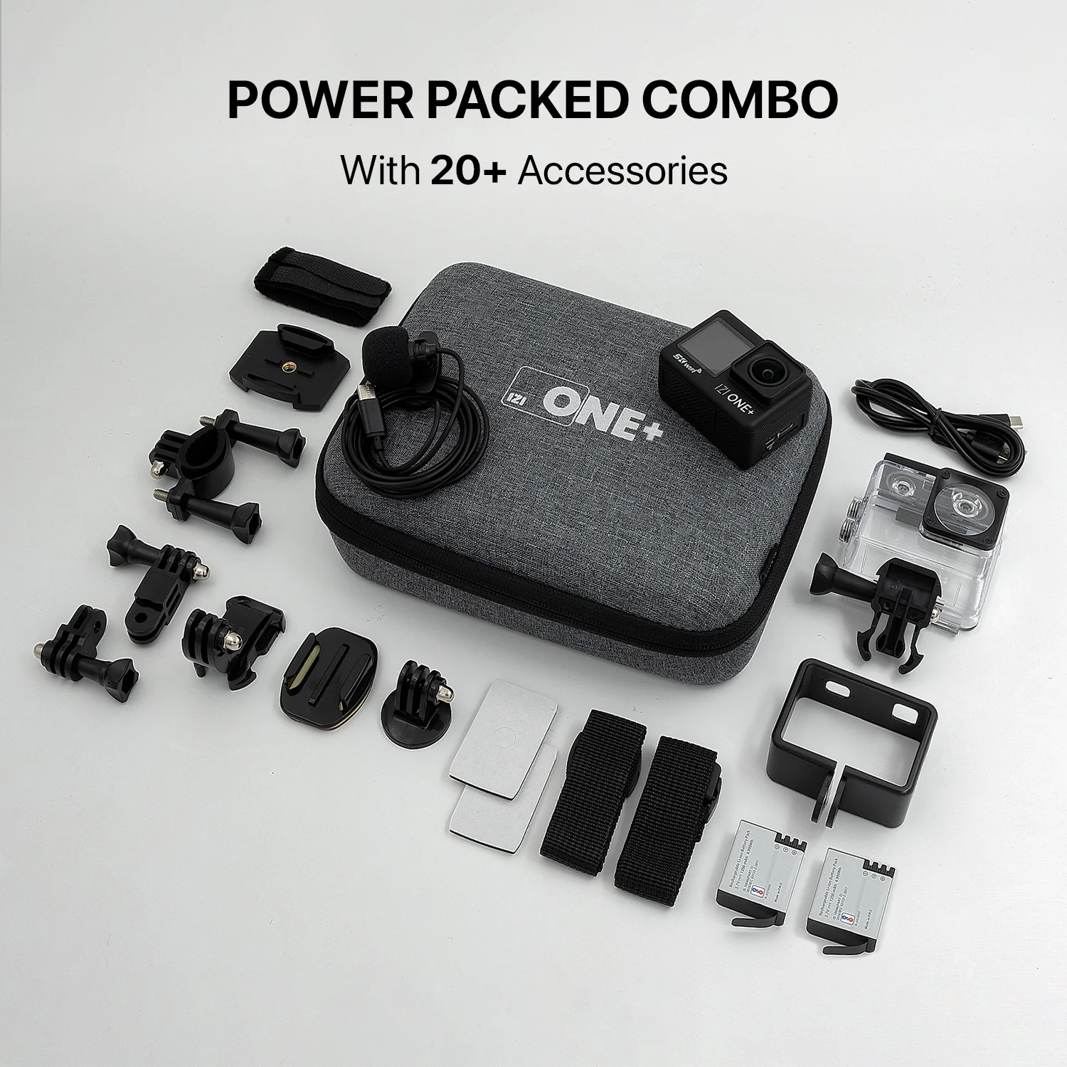 IZI ONE Plus 5K UHD Action Camera With Accesories Kit, 48 MP, 6-Axis Stabilization, 110ft Waterproof, 2x Batteries, Fast Charging - Image 10
