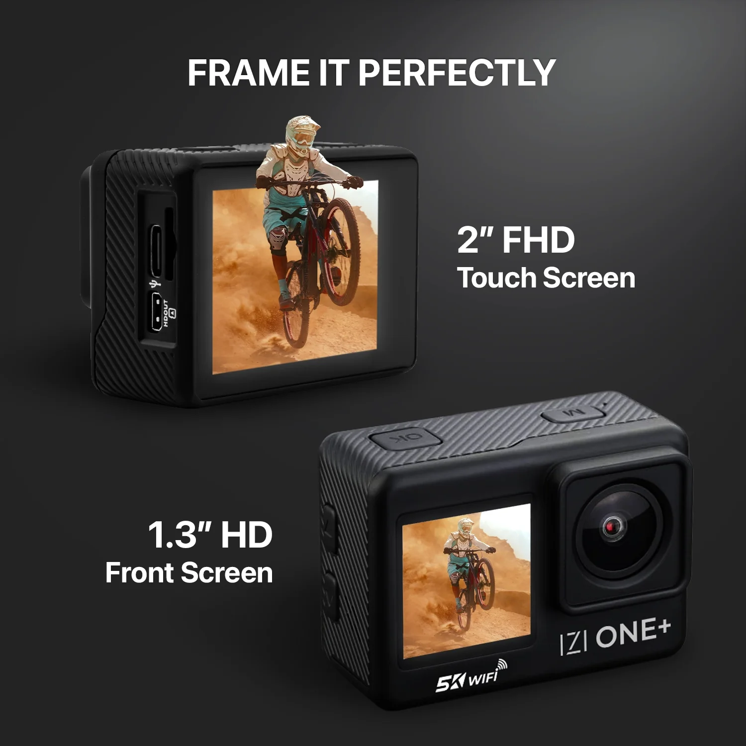 IZI ONE Plus 5K UHD Action Camera With Accesories Kit, 48 MP, 6-Axis Stabilization, 110ft Waterproof, 2x Batteries, Fast Charging - Image 8