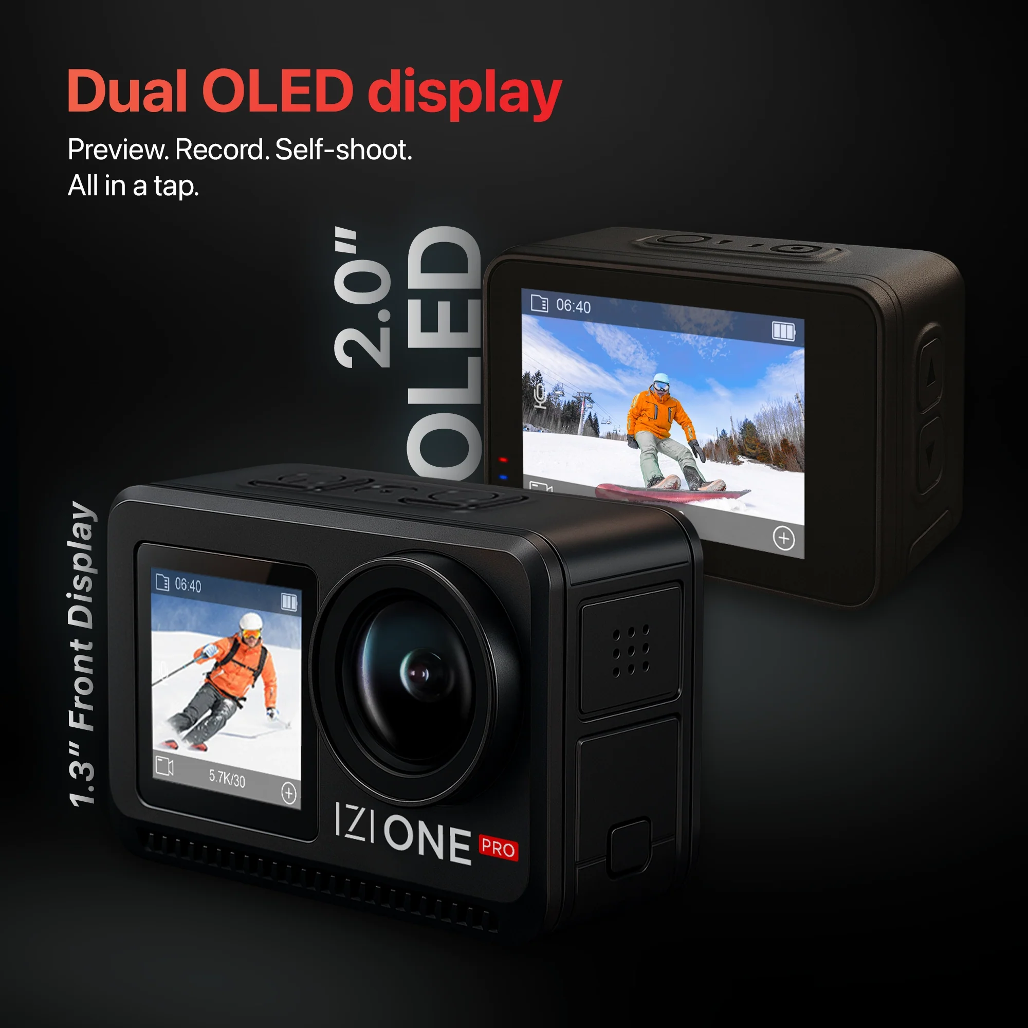 IZI One Pro 5.7K Action Camera with Sony STARVIS Sensor, 6-Axis Stabilization, 20M Waterproof, Dual Screens, 240 Min Battery - Image 7