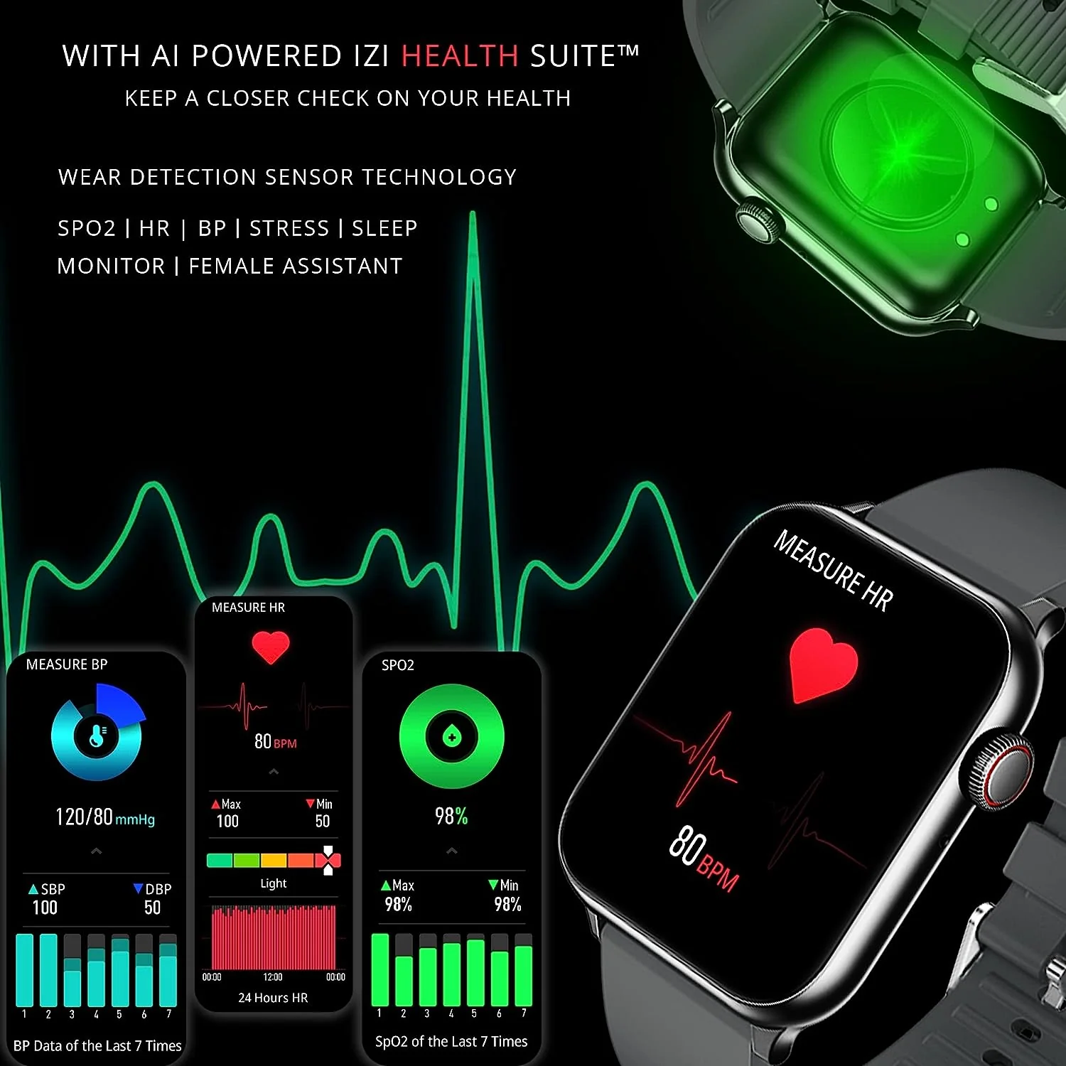 IZI Newly Launched Prime+ Smart Watch, 1.78" AMOLED Display, BT Calling, DIY Watch Face Studio, AI Voice Assistant, Inbuilt Games, Sports Mode, 60hz Refresh Rate, Rotating Crown, 7 Days Battery - Image 7