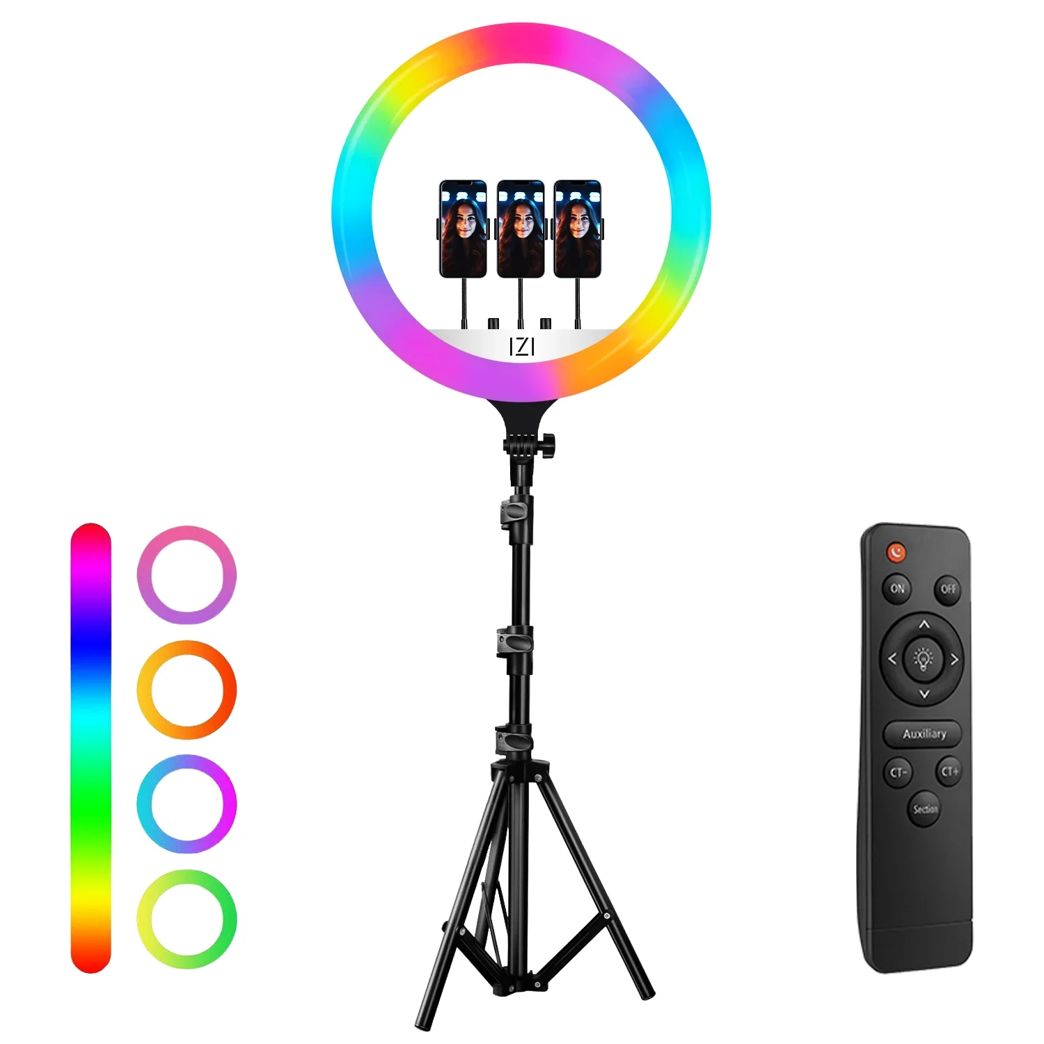 IZI RGB LED Ring Light 18 Inch with 7ft Foldable Tripod, 28+ Multicolor Mode, Anti Skid Base for YouTube, Live Steaming, Video Shoots - Image 3
