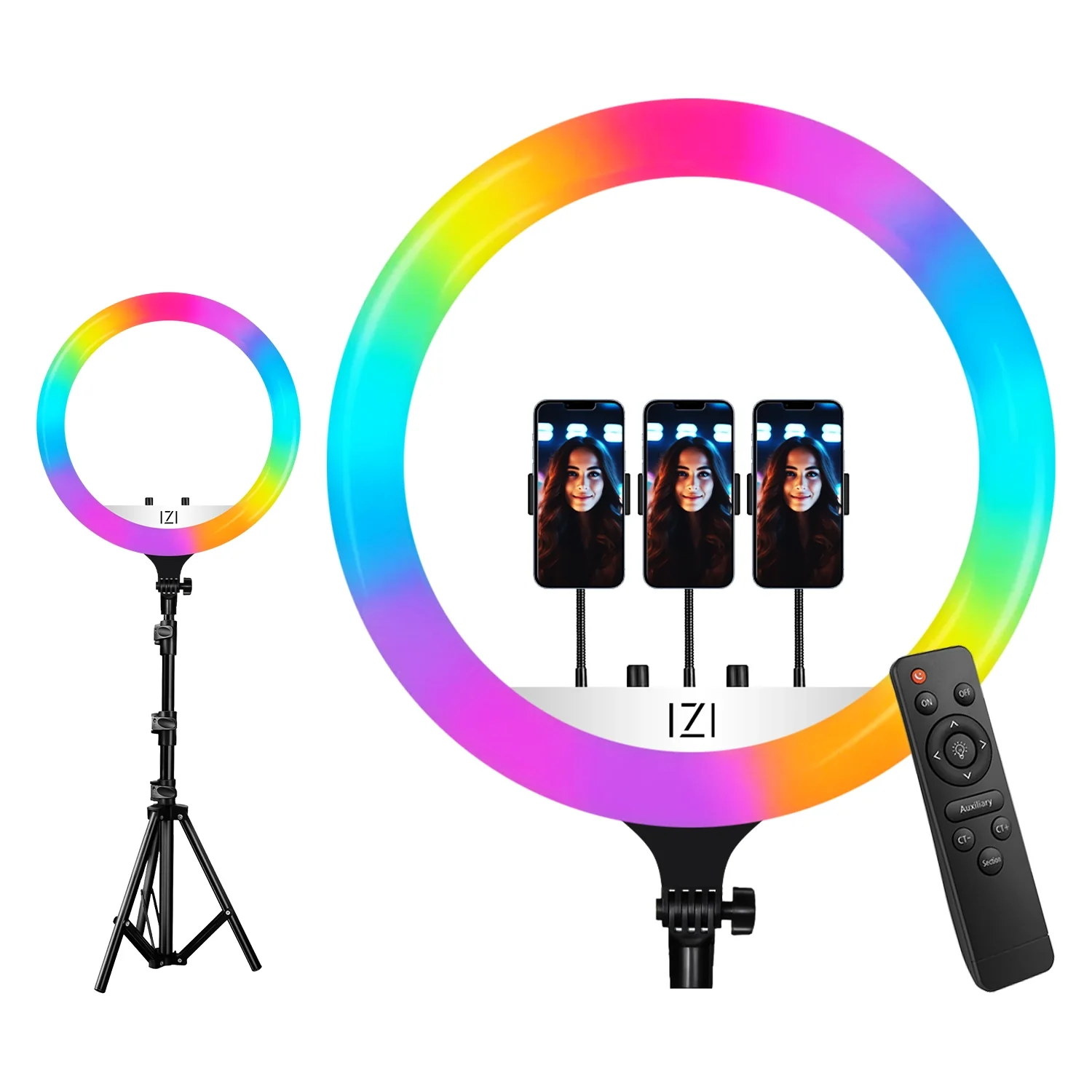 IZI RGB LED Ring Light 18 Inch with 7ft Foldable Tripod, 28+ Multicolor Mode, Anti Skid Base for YouTube, Live Steaming, Video Shoots - Image 4