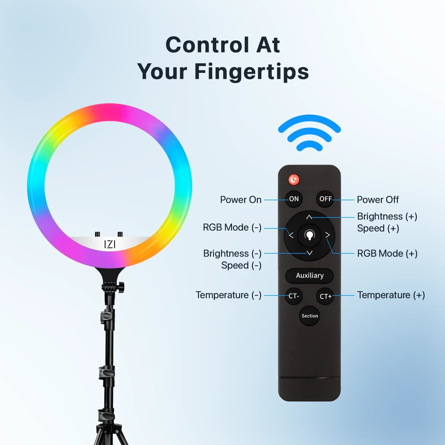 IZI RGB LED Ring Light 18 Inch with 7ft Foldable Tripod, 28+ Multicolor Mode, Anti Skid Base for YouTube, Live Steaming, Video Shoots - Image 6