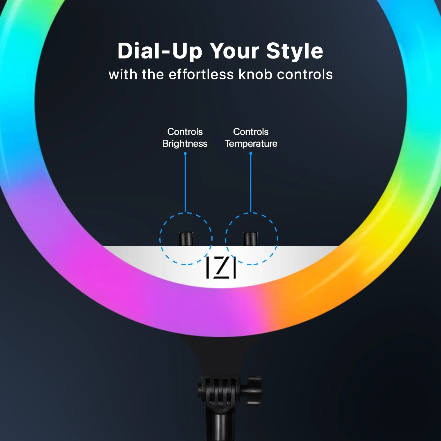 IZI RGB LED Ring Light 18 Inch with 7ft Foldable Tripod, 28+ Multicolor Mode, Anti Skid Base for YouTube, Live Steaming, Video Shoots - Image 8