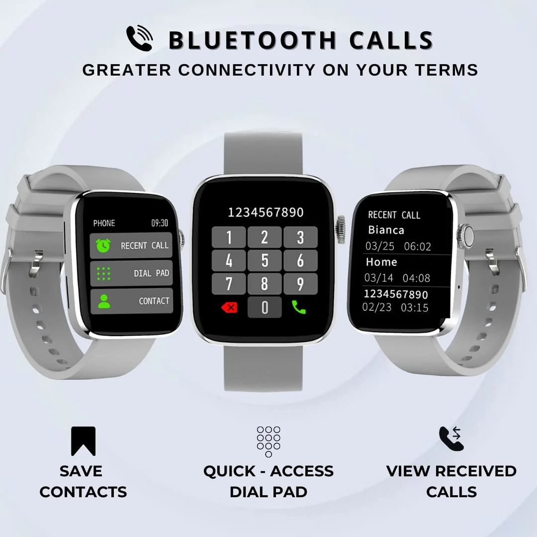 IZI Smart Calling Fitness Smartwatch | Ultra 3D Full Touch HD | Health Suite and Sports Tracking Mode | AI Voice Assistant | 200+ Watch Faces (Square + Grey Silicone) - Image 6