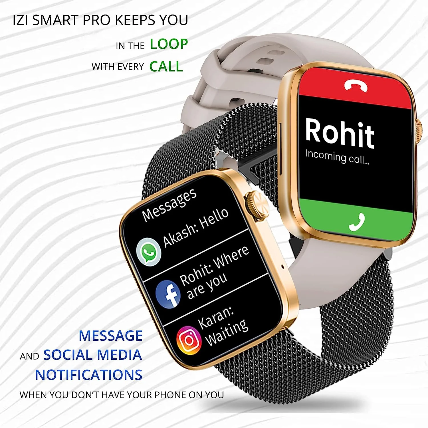 IZI Smart Pro with a 1.92" Retina Display, Bluetooth Calling, Always-On Display, AI Voice Assistant, Activity Tracker,ECG,SpO2,BP Monitoring, 5-Day Battery Life, and 2 Premium Interchangeable Straps. - Image 6