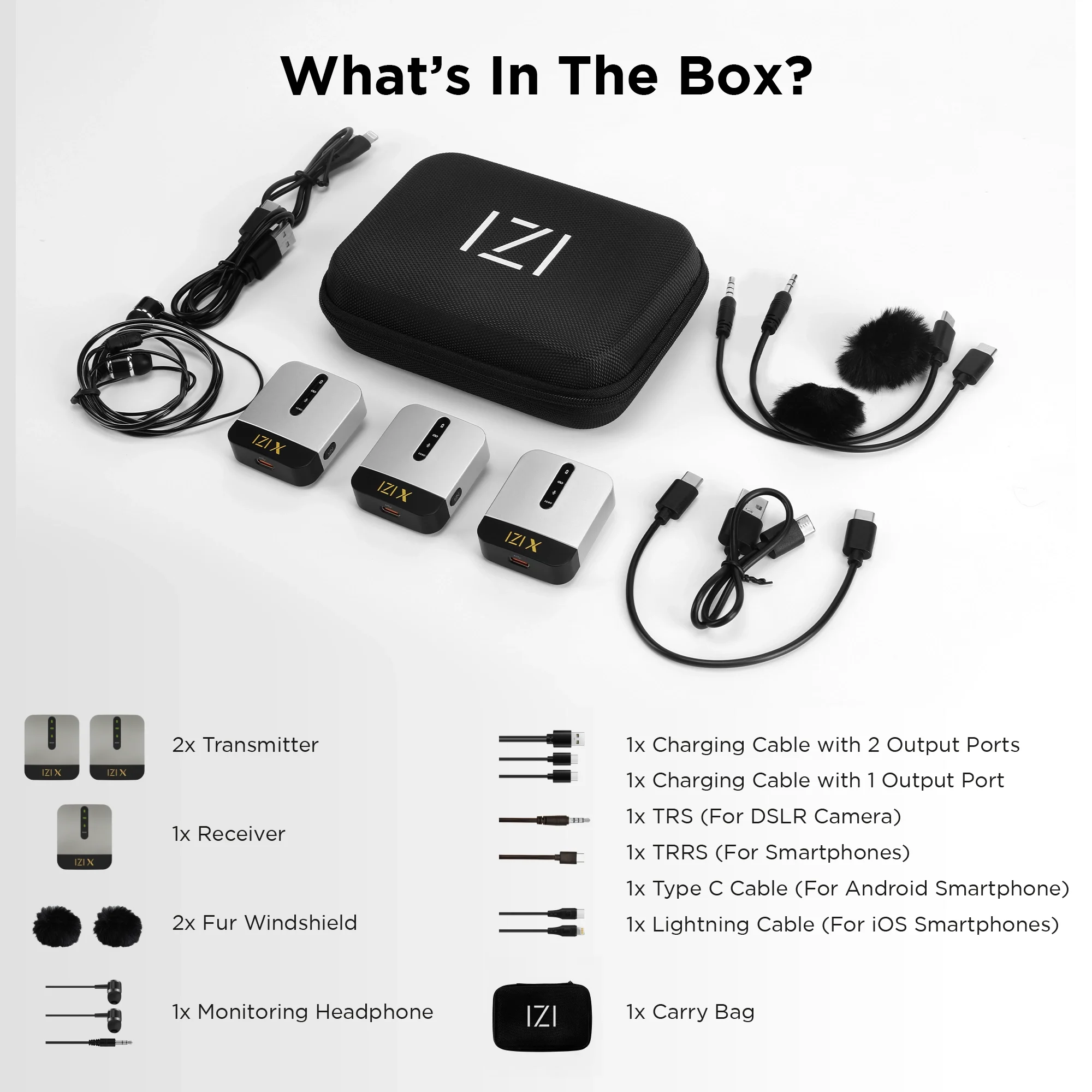 IZI X Dual Channel Wireless Microphone: 360° Omni, 120M Range, ANC, 15Hr Playback, Fast Charge - Image 10