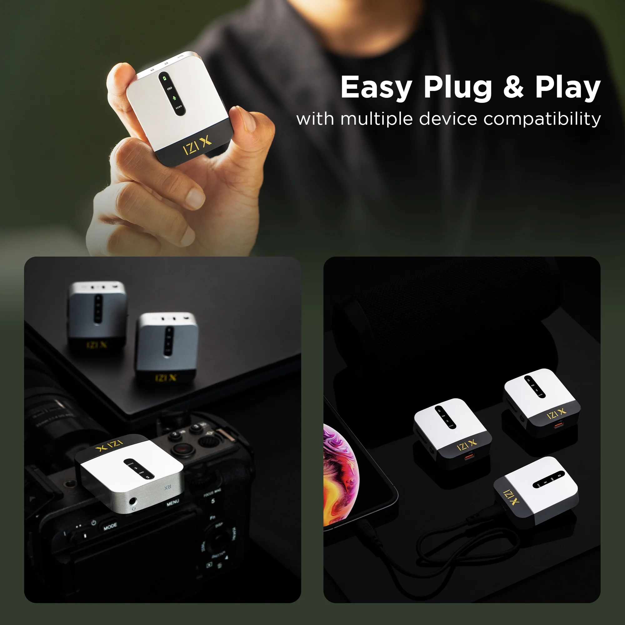 IZI X Dual Channel Wireless Microphone: 360° Omni, 120M Range, ANC, 15Hr Playback, Fast Charge - Image 8