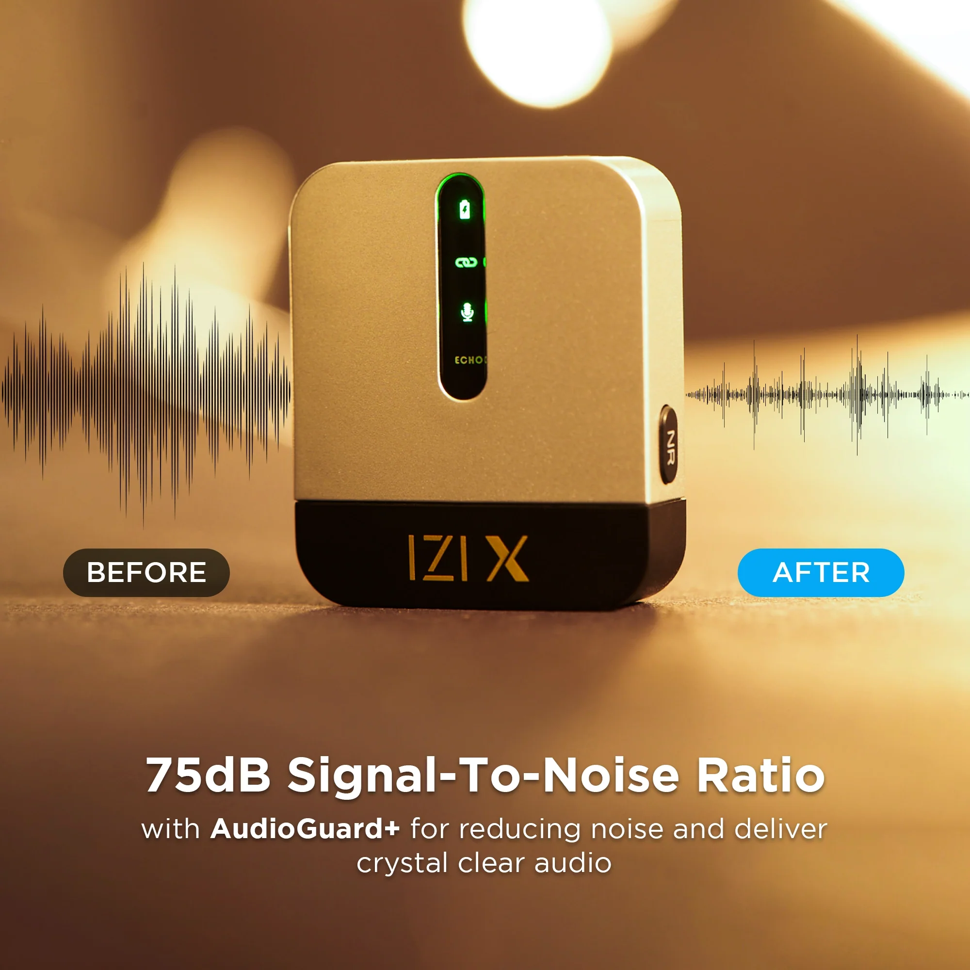 IZI X Dual Channel Wireless Microphone: 360° Omni, 120M Range, ANC, 15Hr Playback, Fast Charge - Image 9