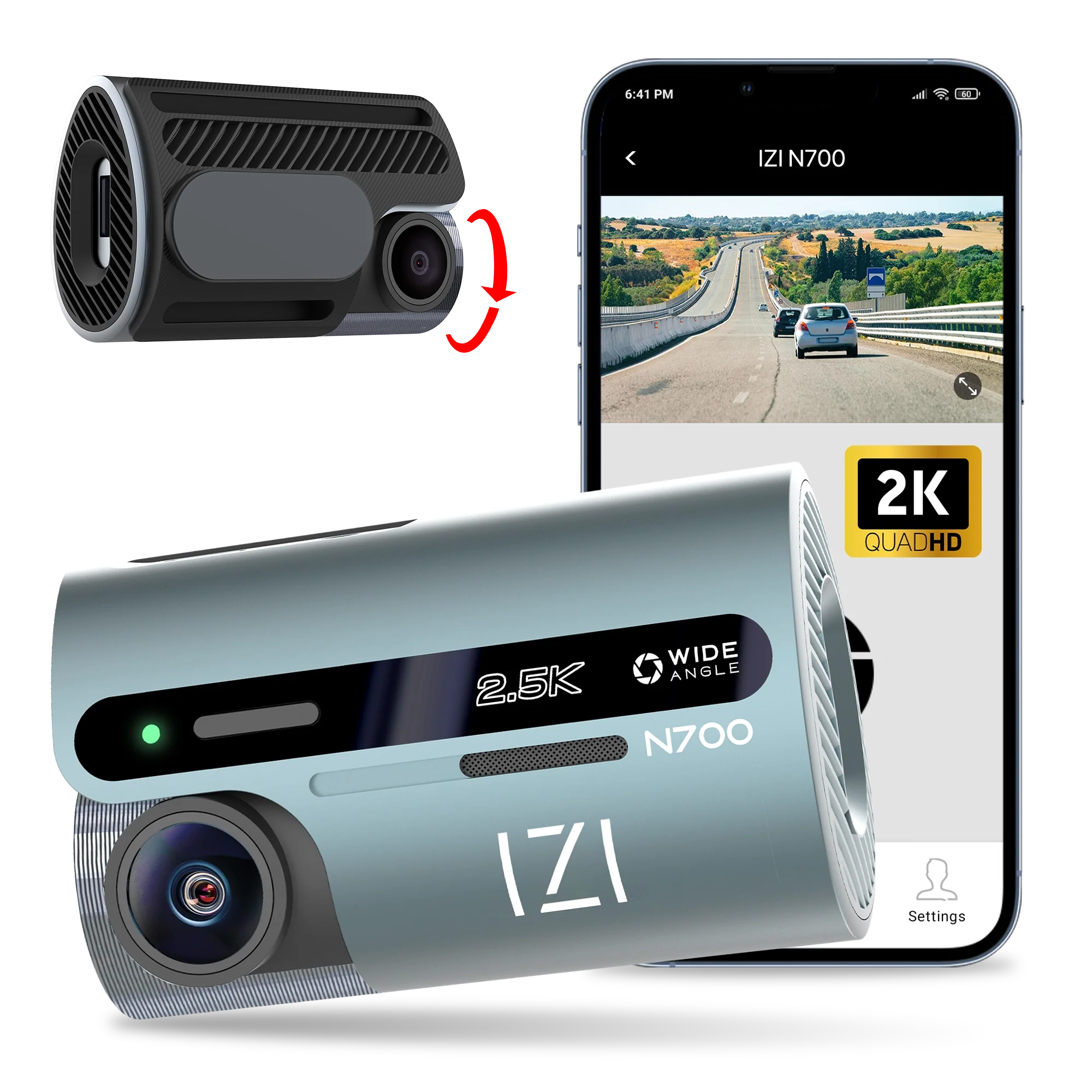 IZI Drive N700 5 MP Car Dashboard Camera, 2.5K, Night Vision, WiFi, 512GB Storage Support - Image 3