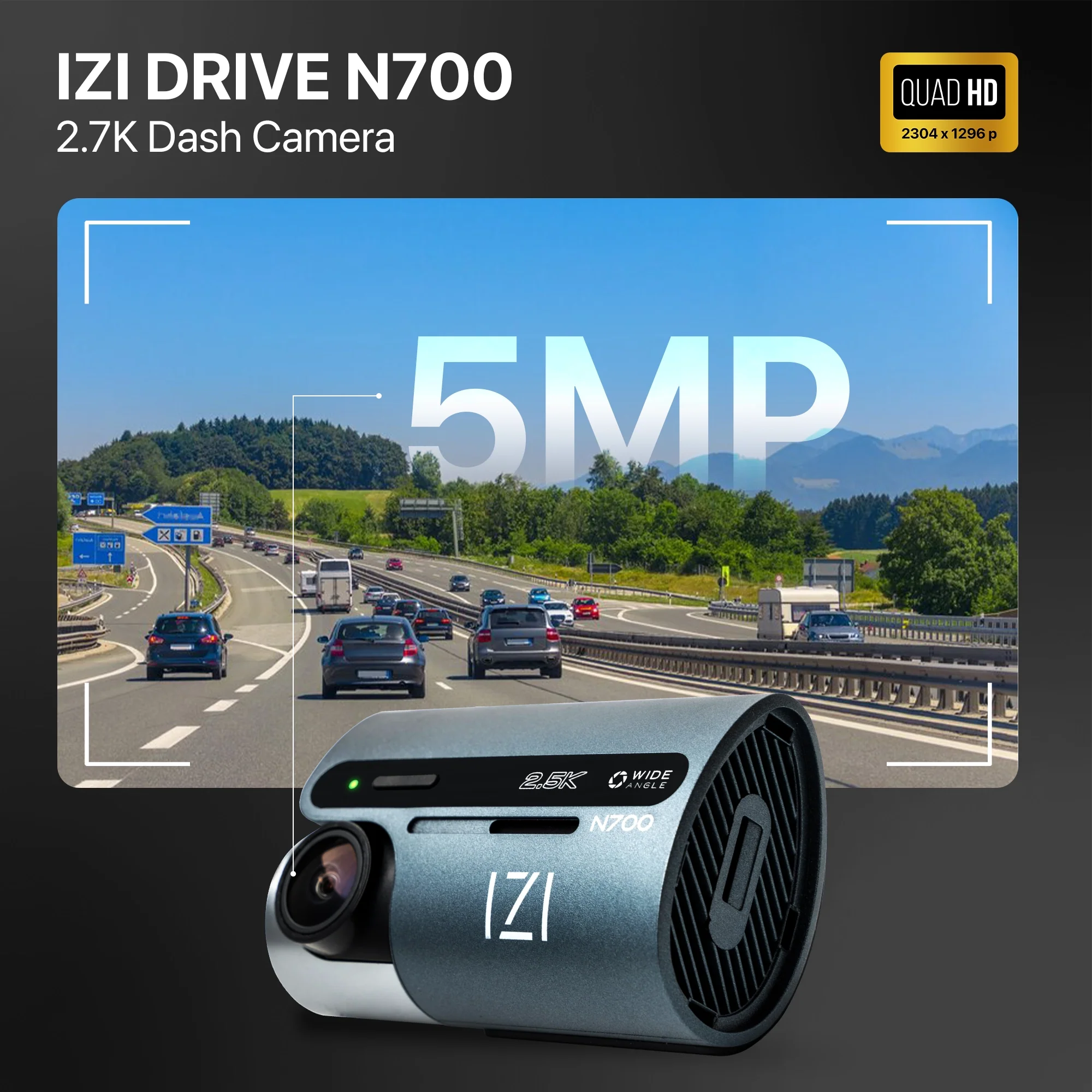 IZI Drive N700 5 MP Car Dashboard Camera, 2.5K, Night Vision, WiFi, 512GB Storage Support - Image 4