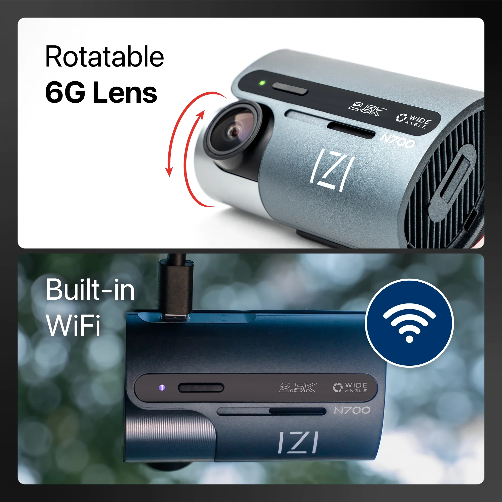 IZI Drive N700 5 MP Car Dashboard Camera, 2.5K, Night Vision, WiFi, 512GB Storage Support - Image 6