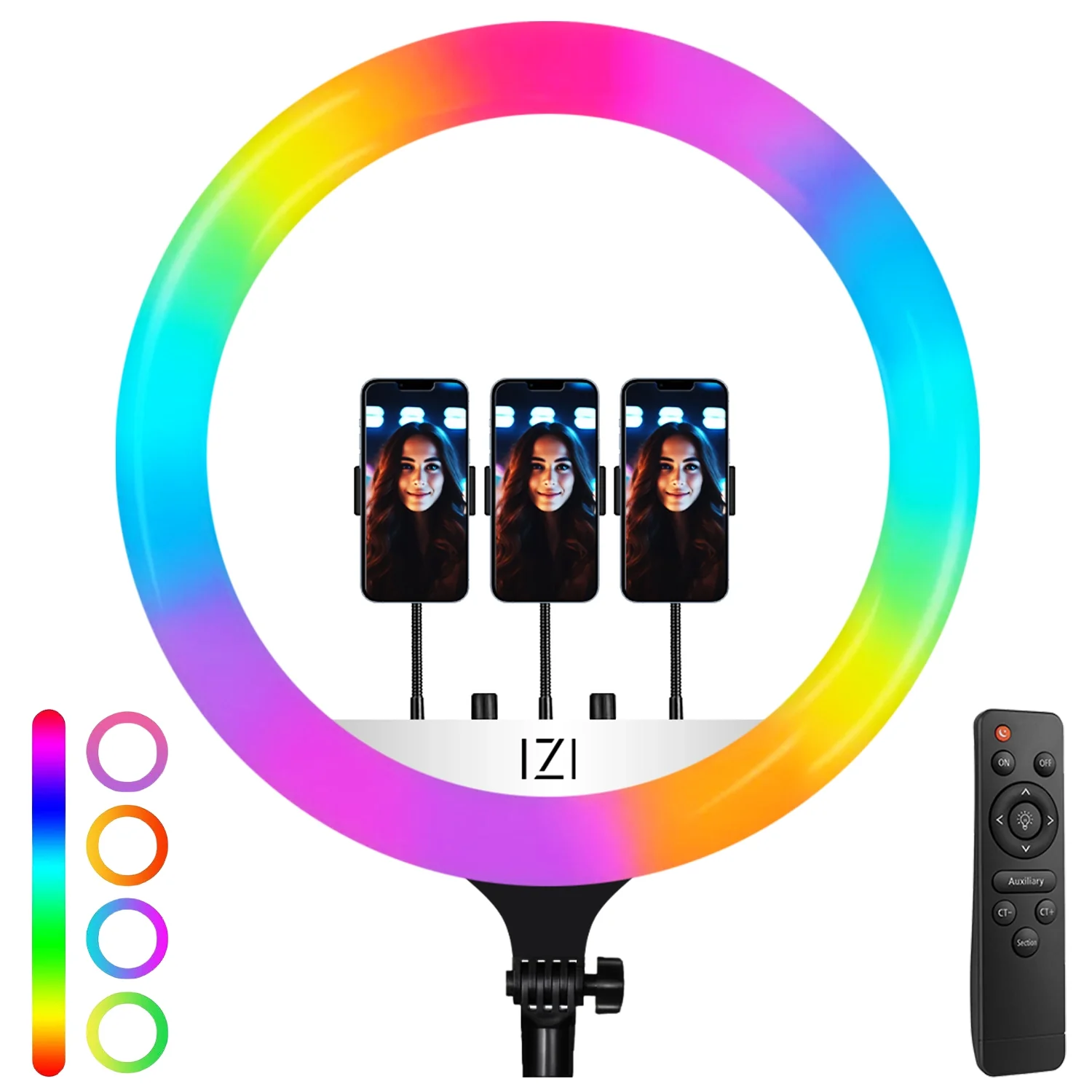 IZI RGB LED 18 Inch Ring Light, 28+ Multicolor Modes with Anti skid base for YouTube, Photo Video Shoots, Live Streaming, Makeup, iPhone/Android Phone & Camera Compatible, Without Tripod - Image 4