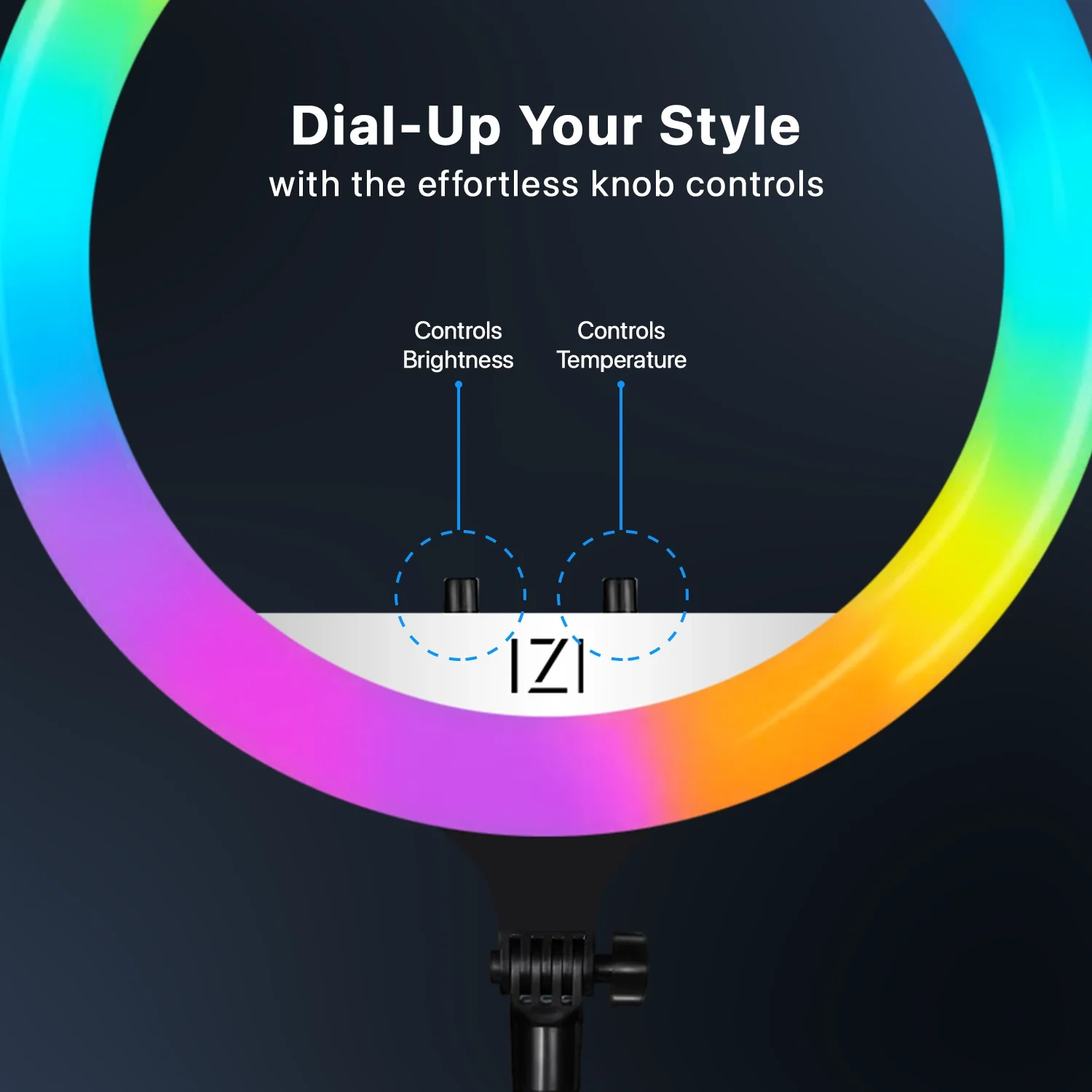 IZI RGB LED 18 Inch Ring Light, 28+ Multicolor Modes with Anti skid base for YouTube, Photo Video Shoots, Live Streaming, Makeup, iPhone/Android Phone & Camera Compatible, Without Tripod - Image 8